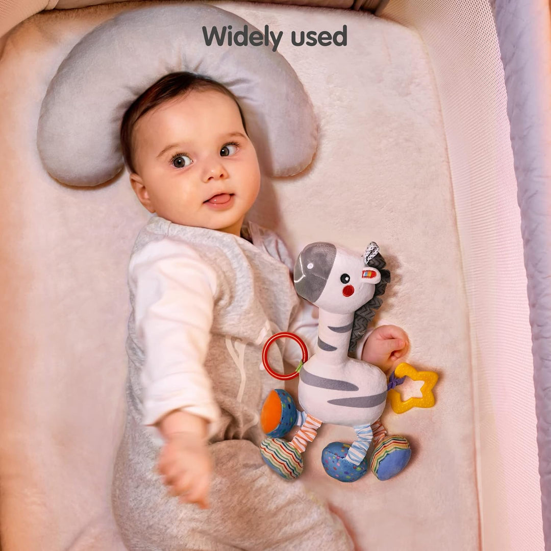 TUMAMA Zebra Hängend Babyspielzeug für 0,3,6,9,12 Monate,Baby Handglocken Rassel Weiches Tier Plüsch