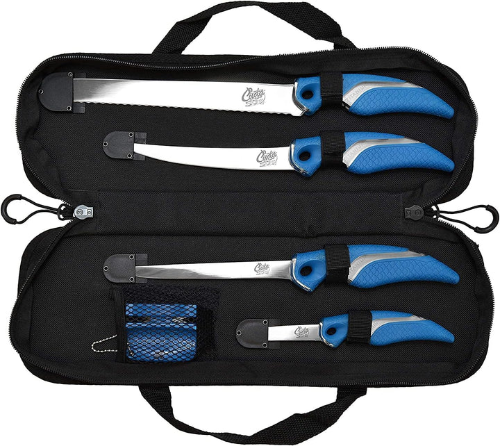 Cuda Anglermesser und Schärfer - Set, Edelstahl , 6-teilig, 18133, Blau