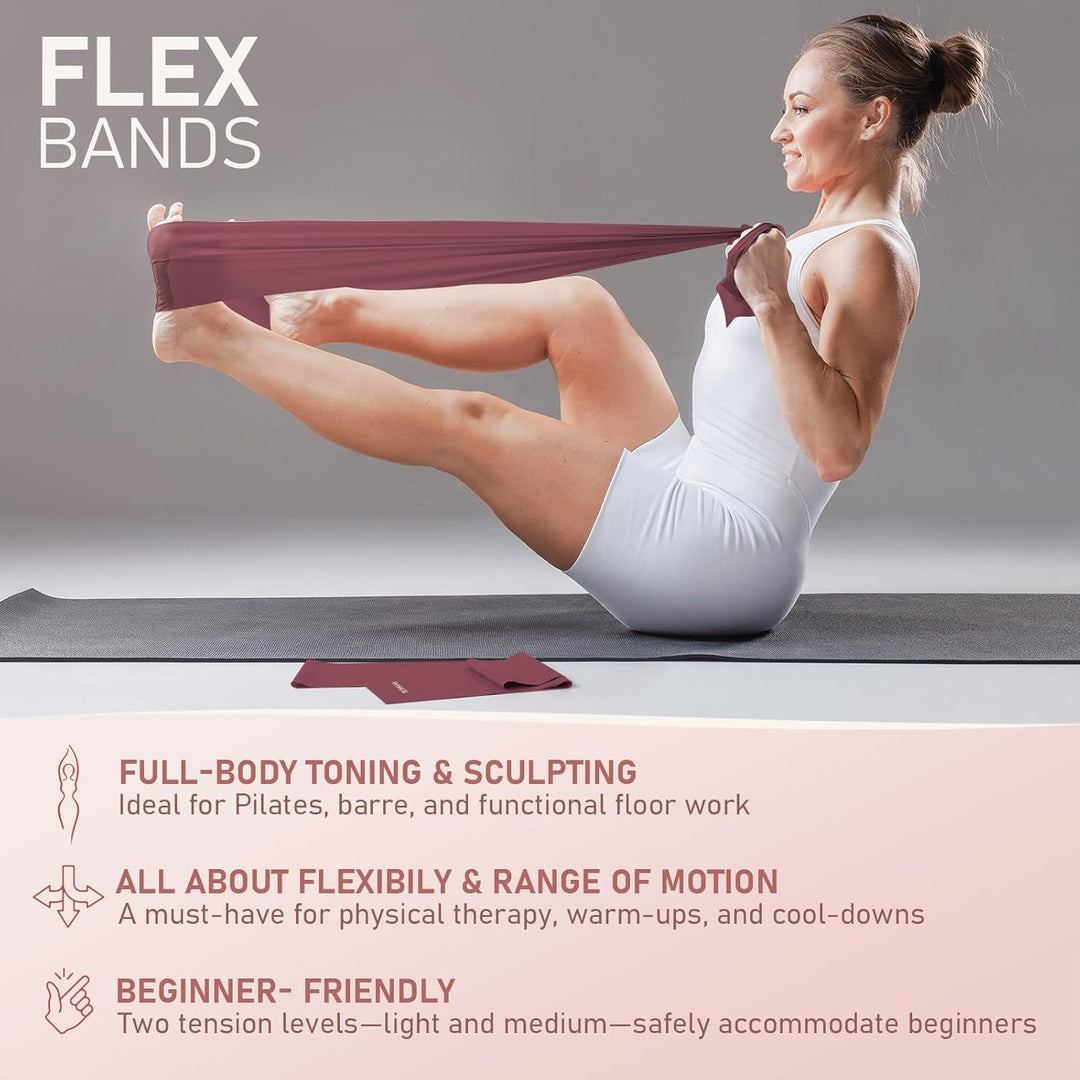 Pilates Set | 15in/ 38cm Pilates Ringe mit 1x Klein Pilates Ball, 3X Widerstandsbänder und 2X Stretc