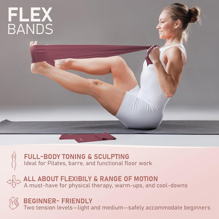 Pilates Set | 15in/ 38cm Pilates Ringe mit 1x Klein Pilates Ball, 3X Widerstandsbänder und 2X Stretc