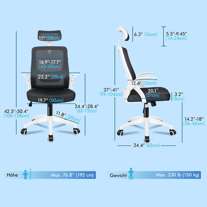 ALFORDSON Bürostuhl Chefsessel Netzstuhl ergonomisch Schreibtischstuhl Wippfunktion höhenverstellbar