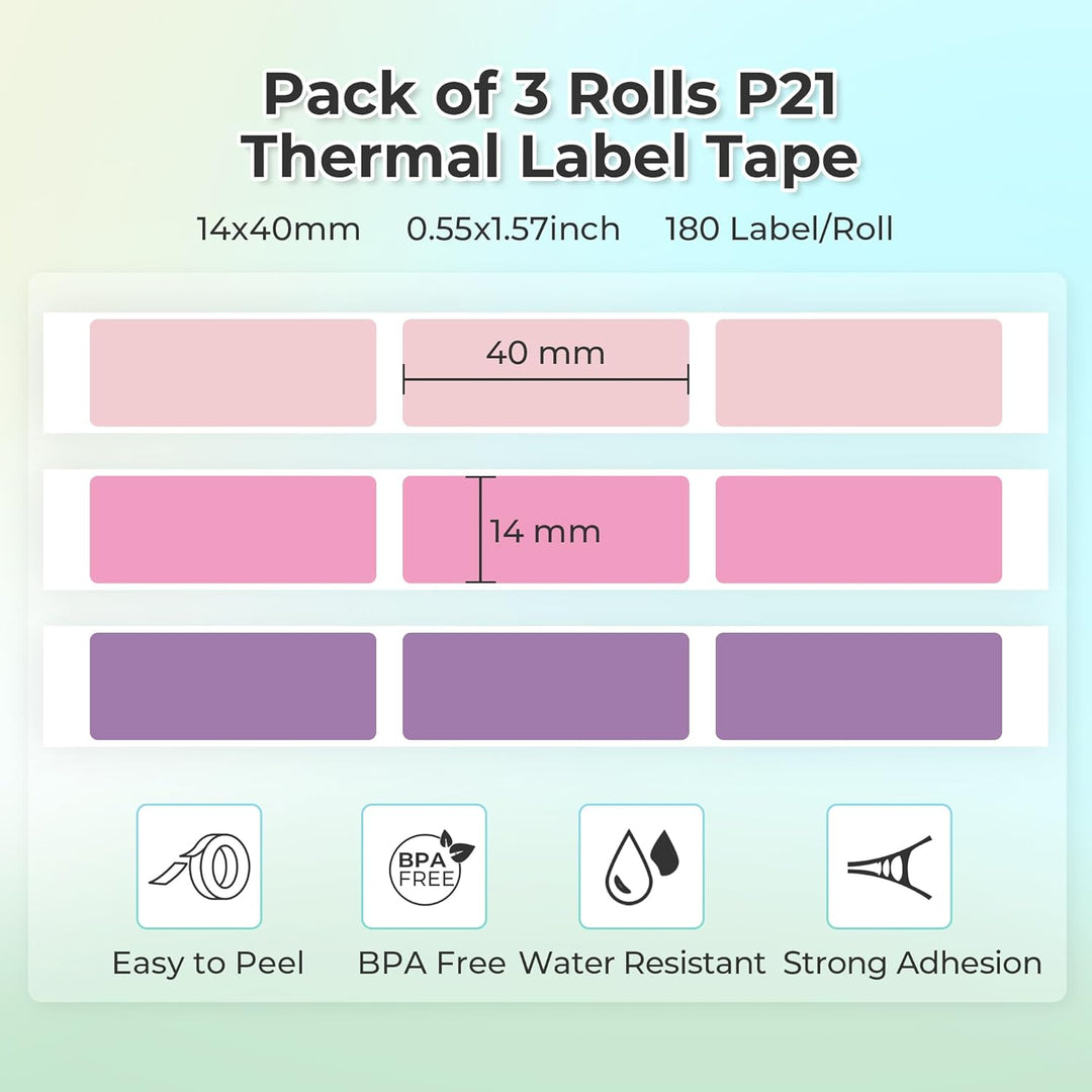 NELKO Original P21 Etikettenband-Ersatz, adaptiertes Etikettendruckpapier, 14 x 40 mm, Standard-lami