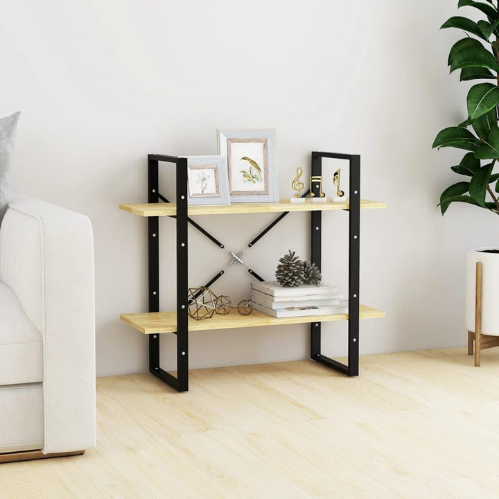 vidaXL Massivholz Kiefer Bücherregal 2 Fächer Industriestil Standregal Wandregal Bürorregal Aktenreg