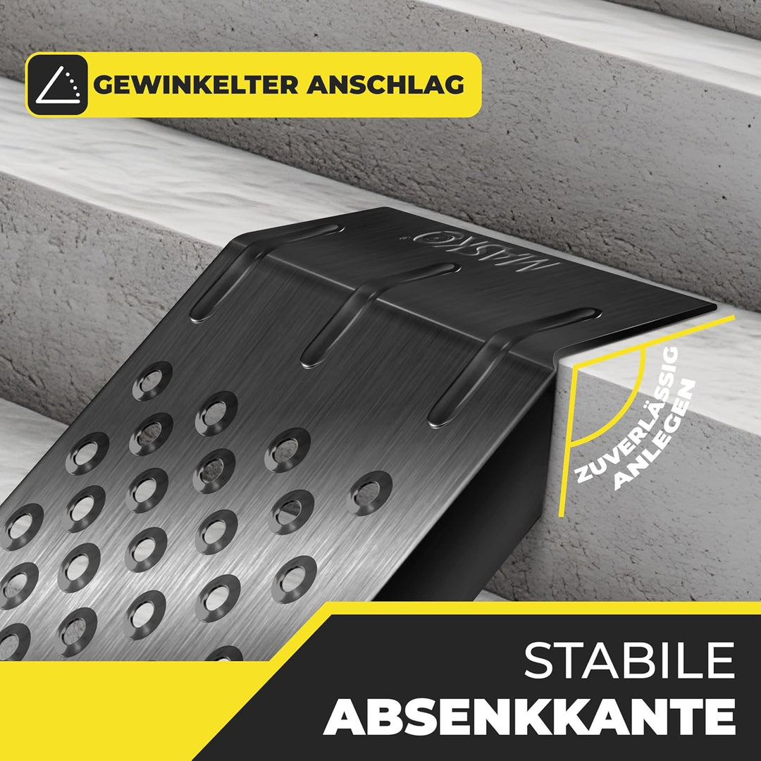 MASKO® 2X Auffahrrampe 400kg | Verladerampe | Verladeschiene | verzinkter Stahl | Antirutsch | 200kg
