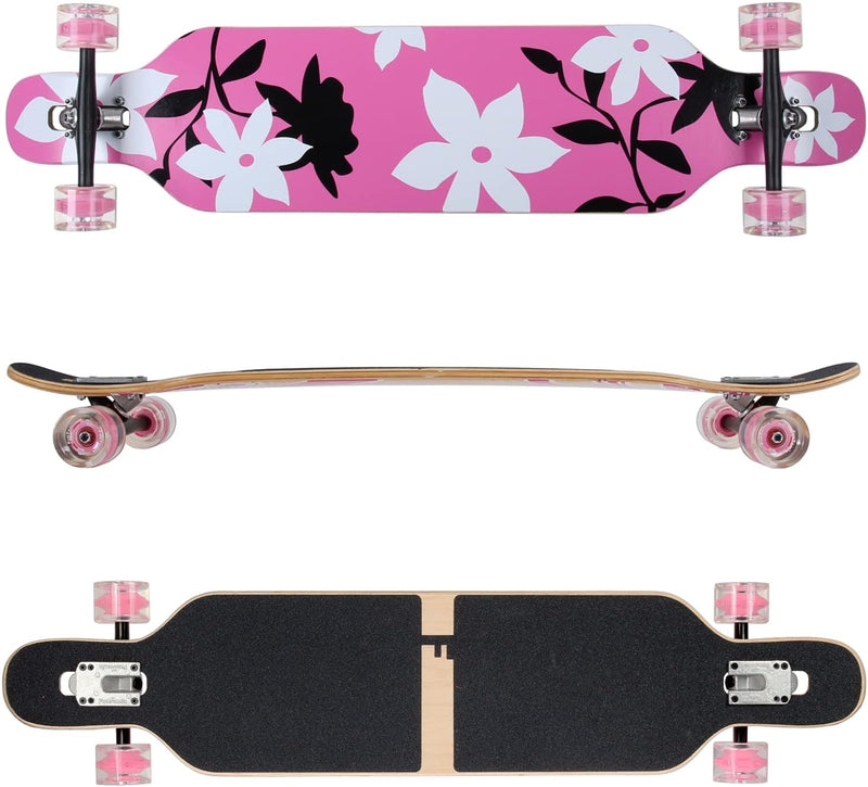 FunTomia Longboard mit 3 Flex Stufen Drop Through Cruiser Komplettboard Mach1 Speed Kugellager T-Too