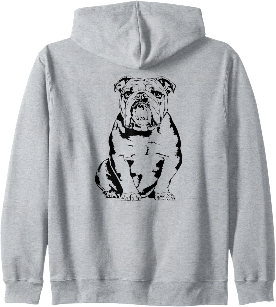 Lustige Englische Bulldogge Hund Hunde Bulldoggen Portrait Kapuzenjacke