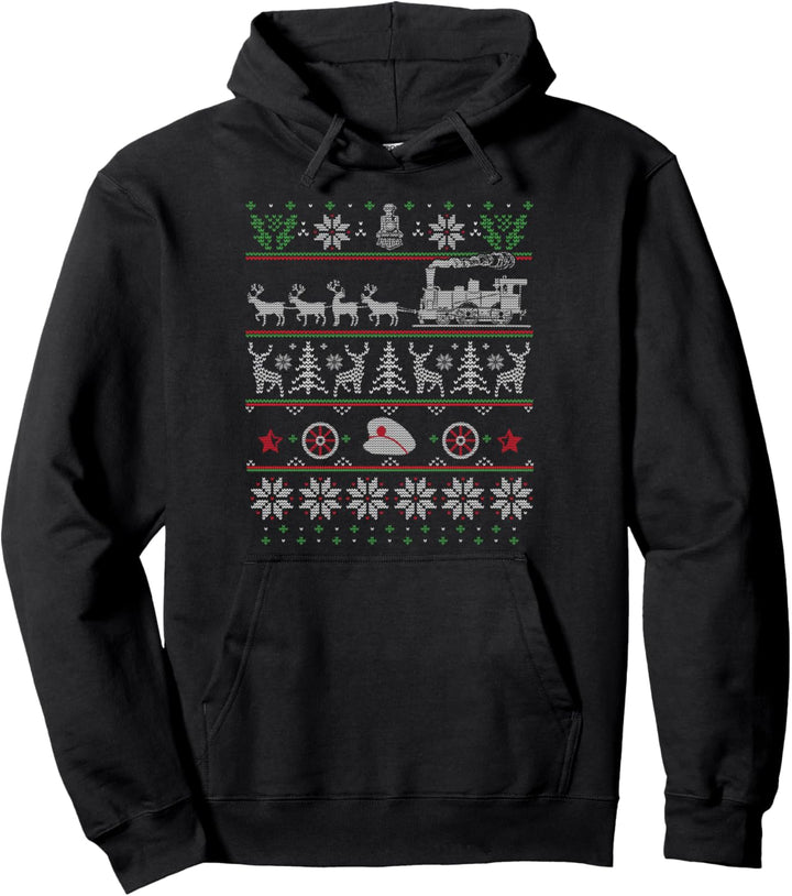 Hässliche Weihnachtszüge mit Lokomotive Pullover Hoodie