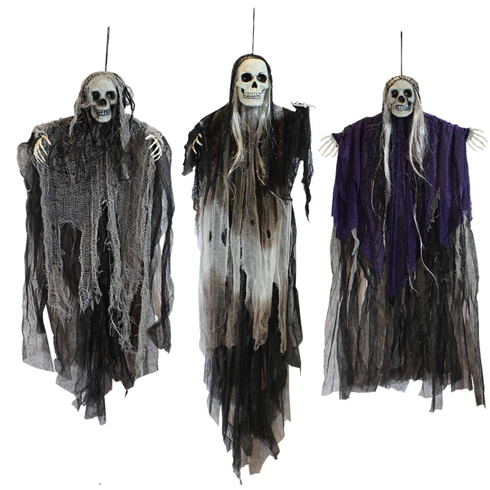 JOYIN 3 Stück Halloween Sensenmann Dekoration zum Aufhängen, Halloween Sensenmann Hängegeister für S