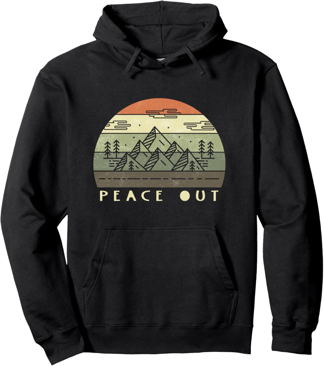 Retro Hiking Camping peace - out nature lover Pullover Hoodie