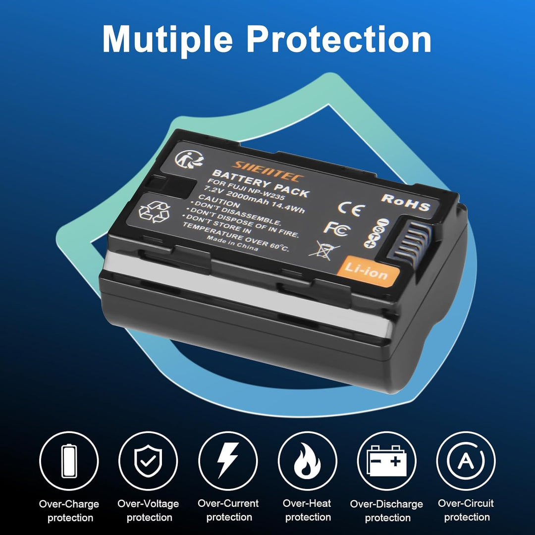 Shentec Li-ion 7.2V 2000mAh Akku für NP-W235 kompatibel mit Fujifilm X-T4 Fujifilm VG-XT4 Fujifilm X