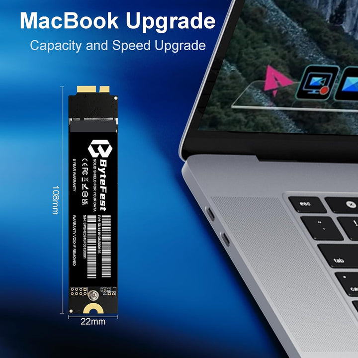 ByteFest SSD 256GB für MAC, Interne Festplatte, 3D NAND Kompatibel mit Apple MacBook Air 2010-2011 A