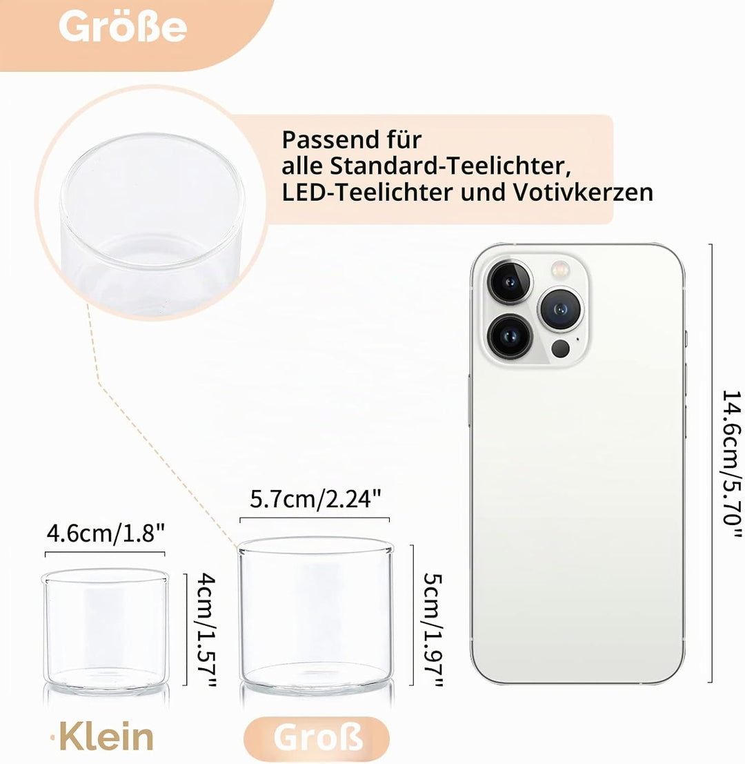 Nuptio Set von 12 Klaren Votivglas Teelichthalter Teelichthalter-Set Tischkerzenhalter 5.7cm Breite