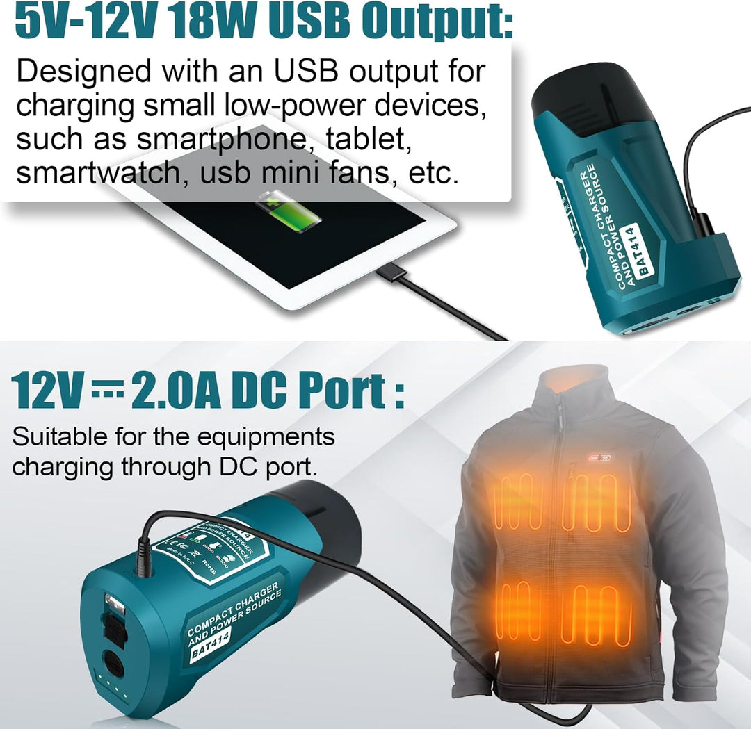 TPDL Adapter für Bosch GBA 12V Professional System mit DC-Anschluss und USB-Outport, Power Wheels, L