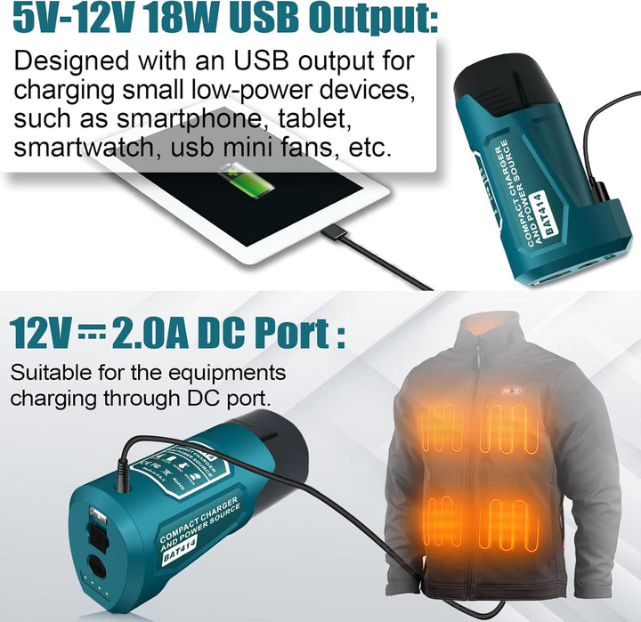 TPDL Adapter für Bosch GBA 12V Professional System mit DC-Anschluss und USB-Outport, Power Wheels, L