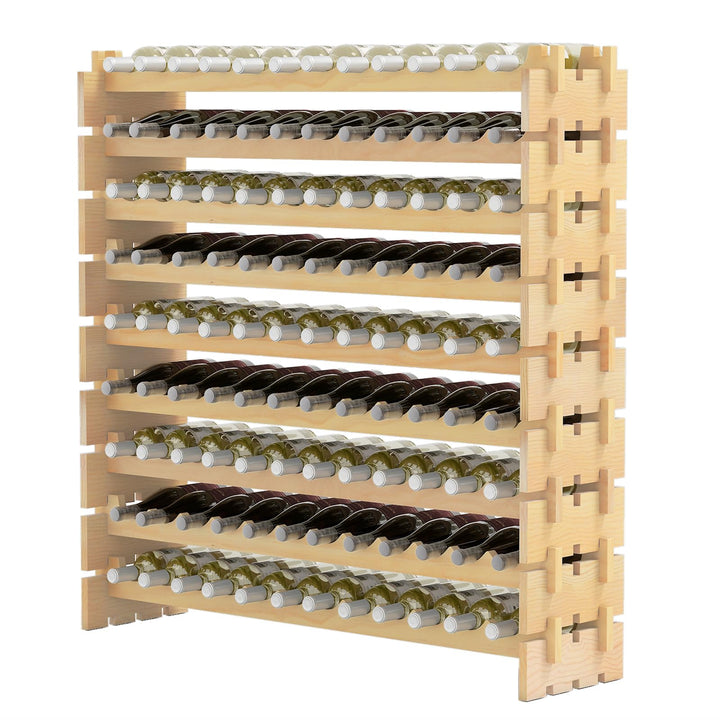 COSTWAY Weinregal Holz stapelbar, Flaschenregal für 108 Flaschen, Weinständer mit 9 Ebenen, Holzrega
