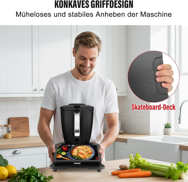 Bambus Gleitbrett für Thermomix TM7, Rollbrett zum mühelosen Verschieben | Schützt die sensible Waag