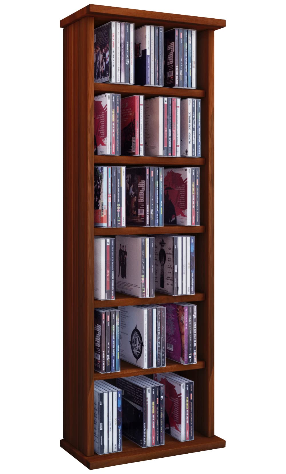 VCM Holz CD DVD Stand Regal Schrank Aufbewahrung Standregal Ständer Vostan Kern-Nussbaum, Kern-nussb