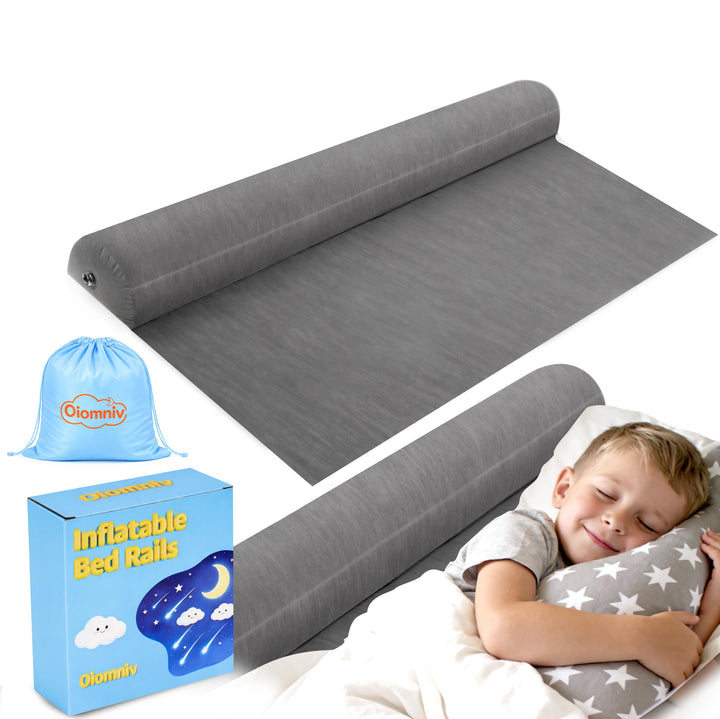 Oiomniv Aufblasbare Bettgitter für Kleinkinder 1er Set – Tragbarer Rausfallschutz Bett, Rutschfestes