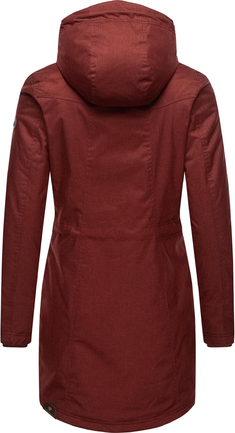 Ragwear Damen Wintermantel warm gefütterter Parka lang wasserdicht mit Kapuze Elsie Melange XS-6XL X