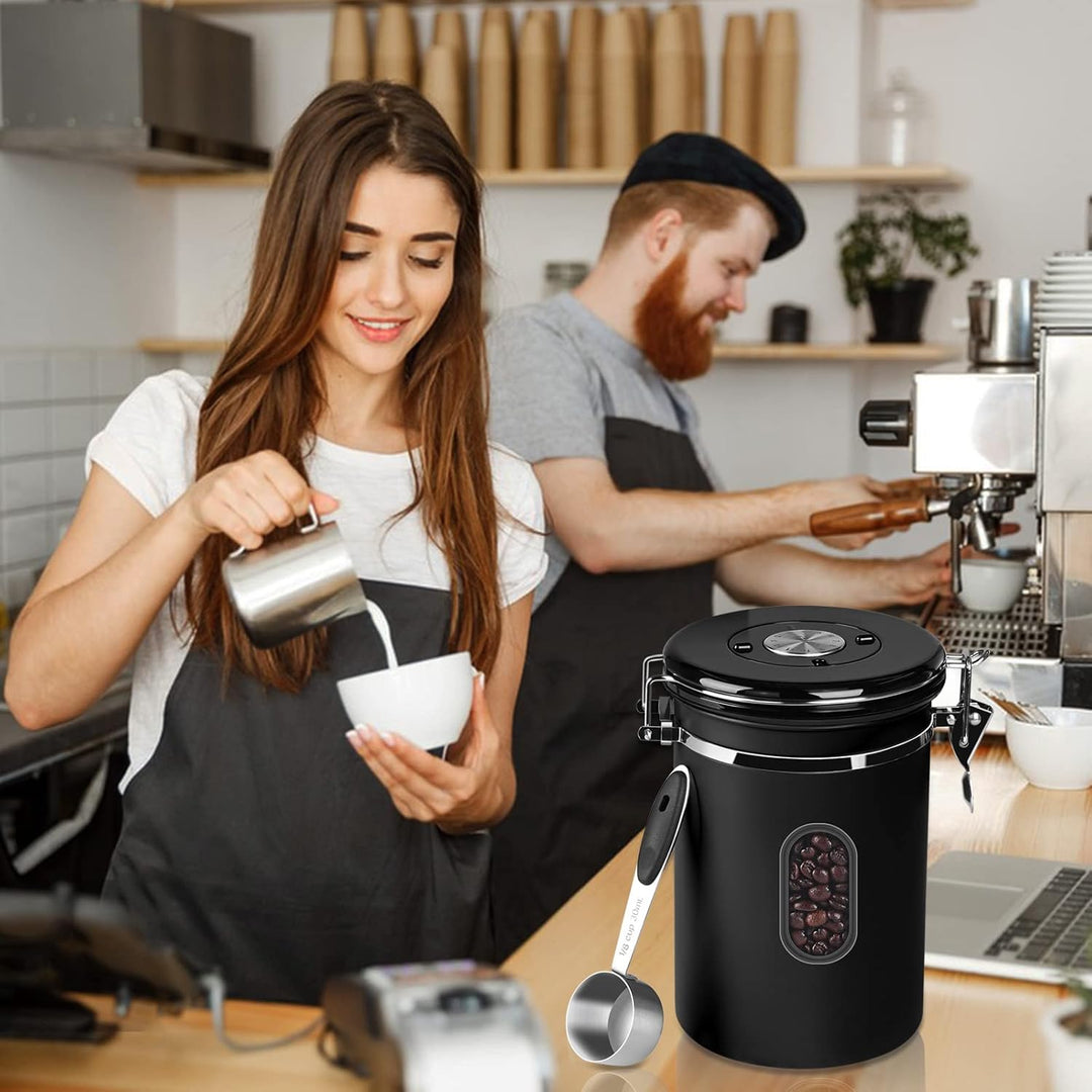 ROCKY&CHAO Kaffeedose Luftdicht aus Edelstahl 1,5L Kaffeebhnen Behälter 500g Vorratsdose für Tee Nüs