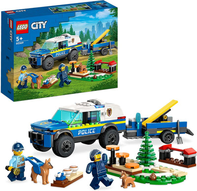 LEGO City Mobiles Polizeihunde-Training, Polizeiauto-Spielzeug mit Anhänger & City Blauer Monstertru