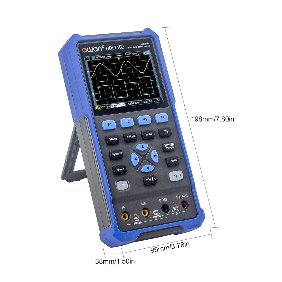 HDS2102 2-in-1-Handheld-Digitaloszilloskop 2 Kanäle mit 100 MHz Bandbreite Digitales True-RMS-Multim