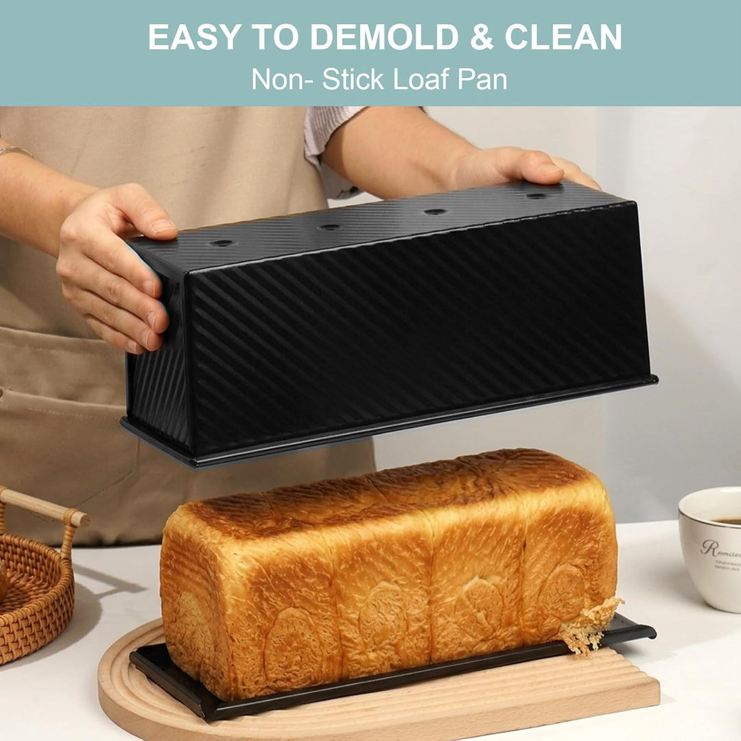 Cozary Brotbackform mit Deckel 2er Set, 33 cm &amp; 12,7 cm Kastenform mit Deckel, Toastbrot Backform au