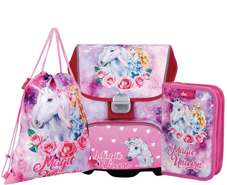 EINHORN SCHULRANZEN SET MÄDCHEN 1 KLASSE | SET 3 TEILIG FÜR GRUNDSCHULE | SUPER LEICHT | ERGONOMISCH