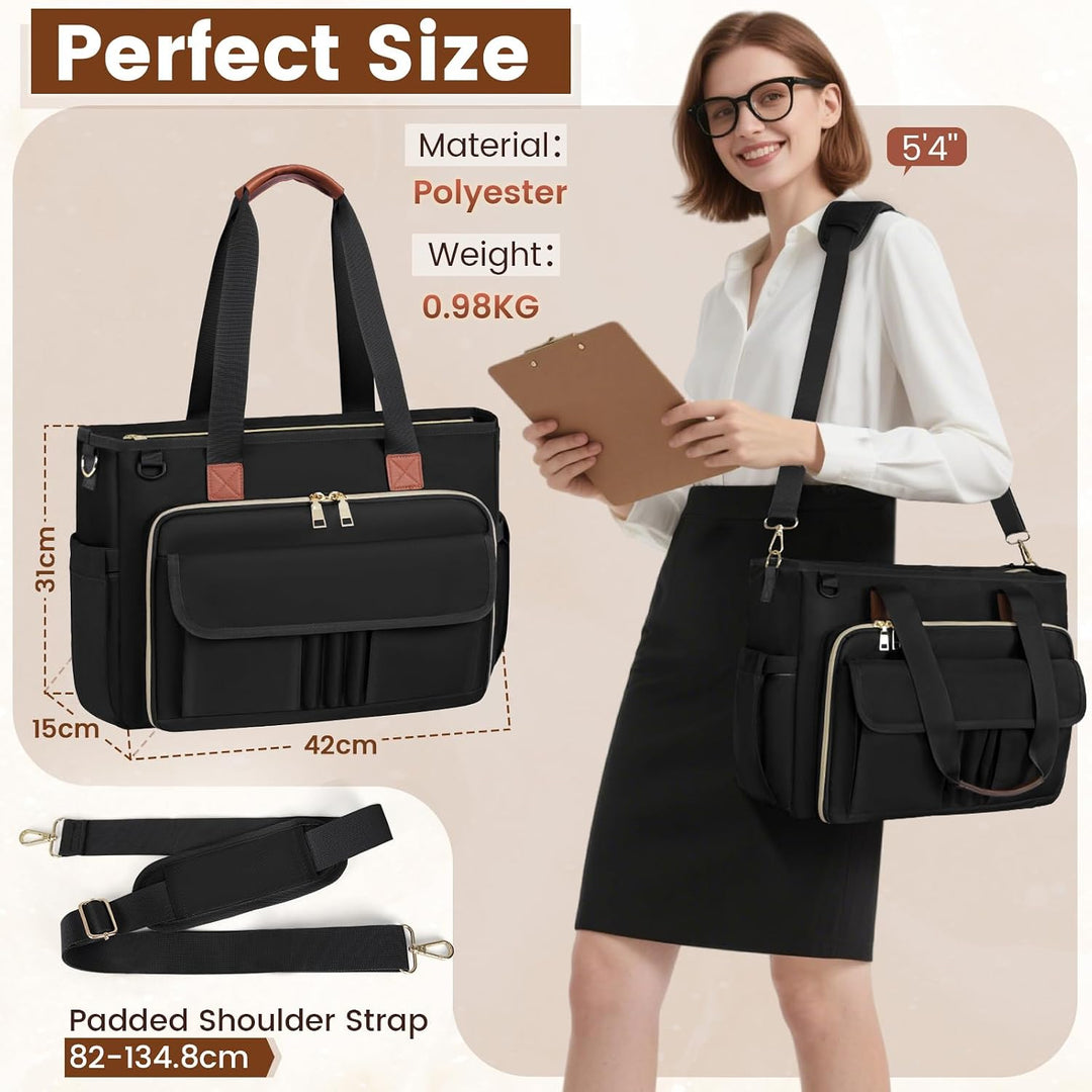 RAINSMORE Lehrertasche Damen Gross 15.6 Zoll Laptoptasche Arbeitstasche mit Isolierter Tasche für Kr