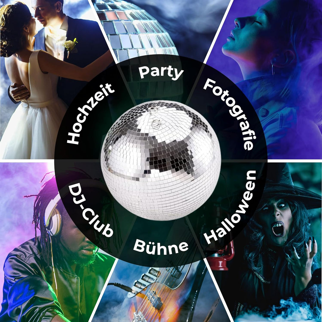 ETEC Spiegelkugel 20cm Mirrorball Disco Kugel Party Effekt DJ Club Lichteffekt