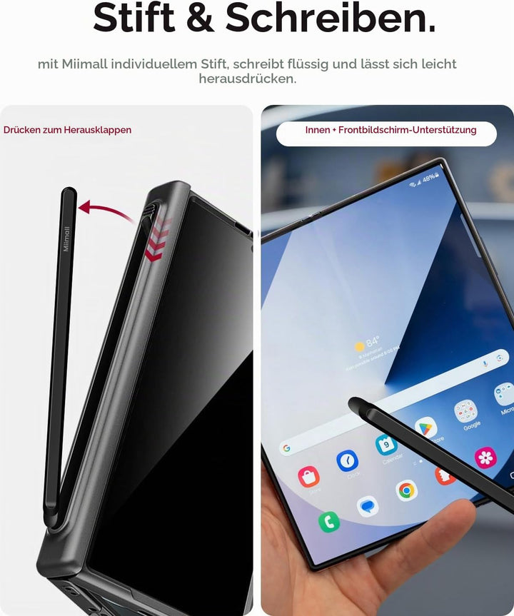 Miimall Magnetisch Hülle Kompatibel mit Samsung Galaxy Z Fold 7 Hülle mit S-Pen &amp;Stifthalter, [Anti-