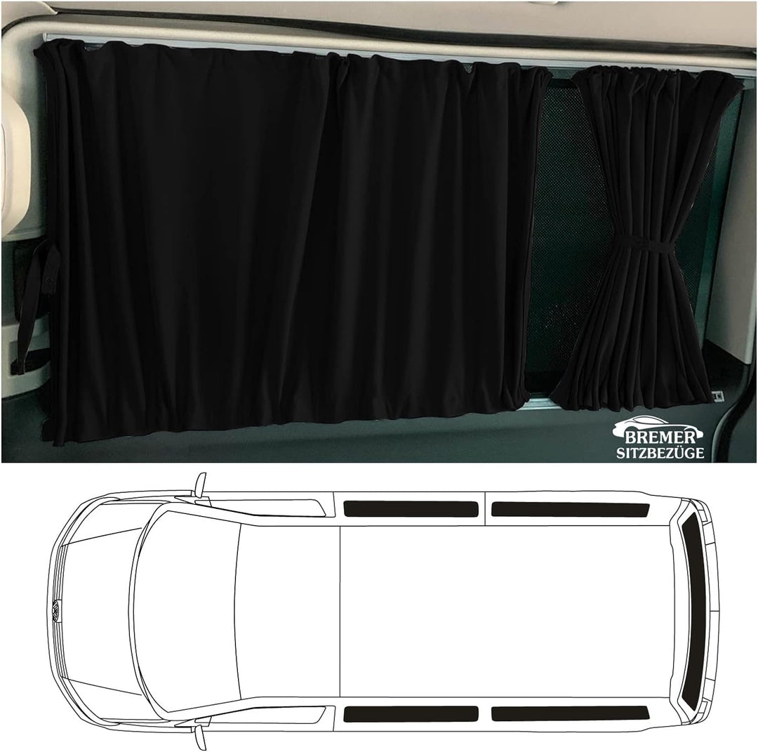 BREMER SITZBEZÜGE Mass Gardinen Vorhänge Sonnenschutz kompatibel mit VW T5 T6 T6.1 Multivan Caravell