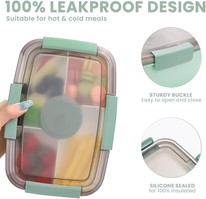 Bugucat Lunchbox Erwachsene 2000ML 2 Set,Auslaufsichere Brotdose Bento Box mit Fächern für Kinder,Sa