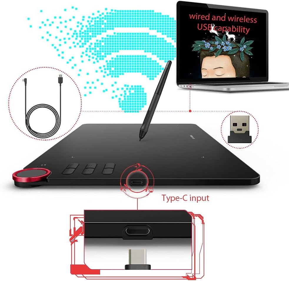 XP-PEN Deco 03 kabelloses Grafiktablett 10x5,62 Zoll Wireless zeichentablett mit 8192 Druckstufen ba