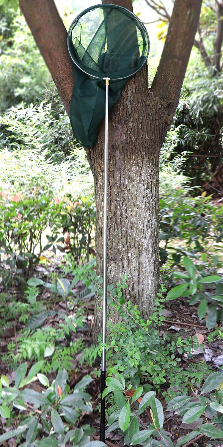 RESTCLOUD Professionelles Insekten- und Schmetterlingsnetz mit 35,6 cm Ring, 66 m Netztiefe, 150 cm