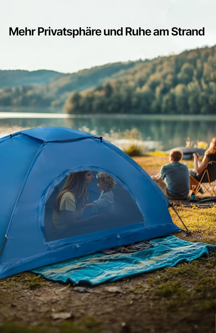 Menz Strandmuschel für 2–3 Personen – UV 50+ Strand Sonnenschutz – wasserdichtes, windfestes Strandz