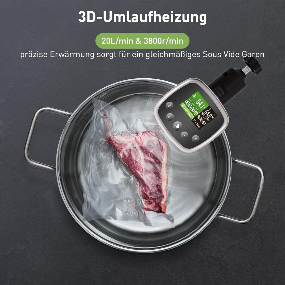 KitchenBoss Sous Vide Stick Garer：WiFi Präzisionskocher App-Steuerung Sous Vide Stab 1100W Zirkulati