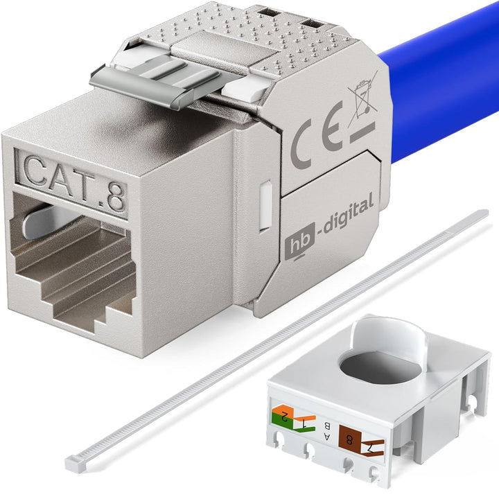 16x Cat.8.1 Keystone cat8 Jack RJ45 Buchse Modul 2000 MHz 40Gbit vollgeschirmt werkzeuglos STP RJ-45
