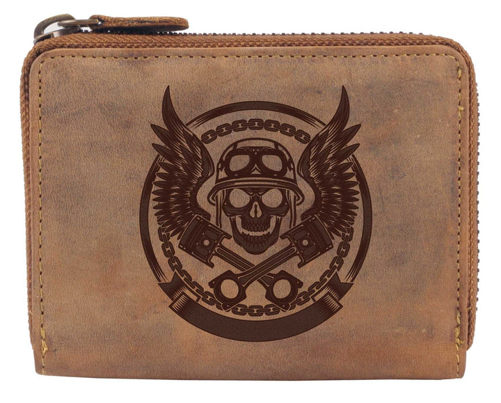 Greenburry Biker-Börse aus Leder - Damen-Portemonnaie aus Leder - Leder-Damenbörse - Biker-Geldbeute