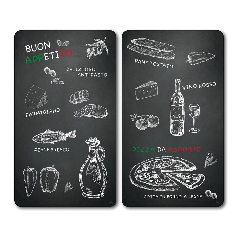 Kesper | Multi-Glasschneideplatte 2er Pack, Material: Glas, Masse: 52 x 30 x 0.5 cm, Motiv: Ristoran