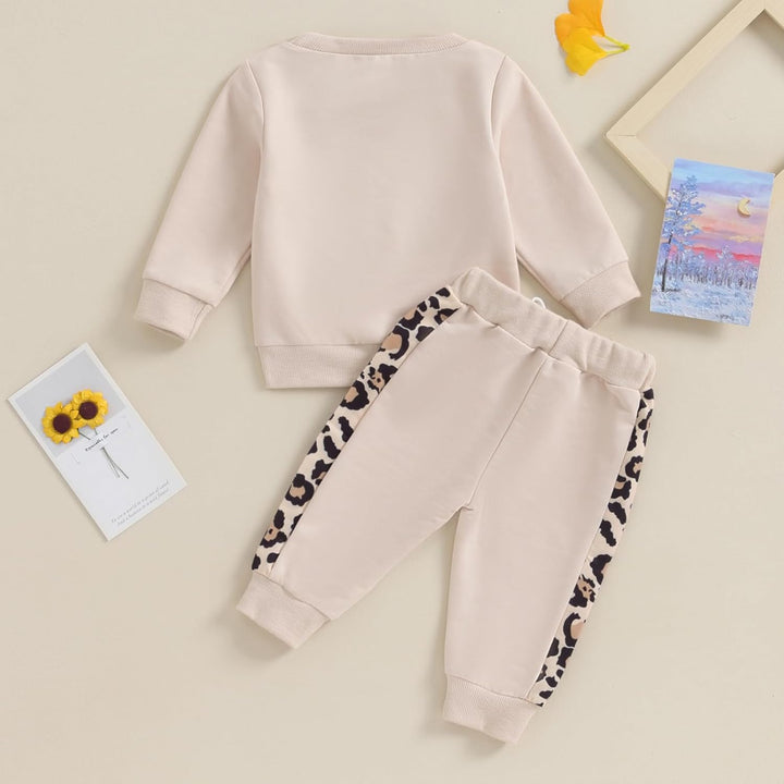 Geagodelia Baby Mädchen Kleidung Babykleidung Outfit Set Langarmshirt Sweatshirt + Leopard Hose Neug