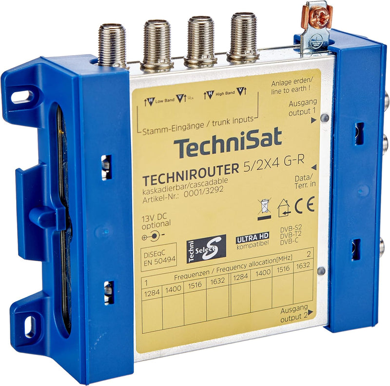 TechniSat TECHNIROUTER 5/2x4 G-R, Einkabellösung / Verteiler für zwei Kabelstränge, für 1 Orbit-Posi