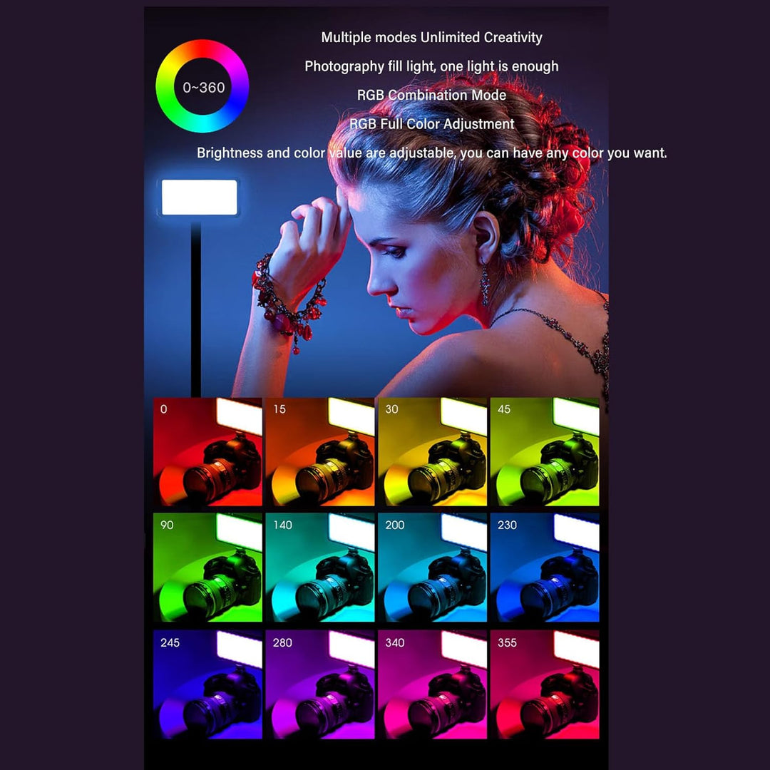 LED Selfie Licht, 360 Grad Vollfarb RGB Fülllicht mit Stativ Kugelkopf, 2500 Bis 9000 K, Leichtes LE