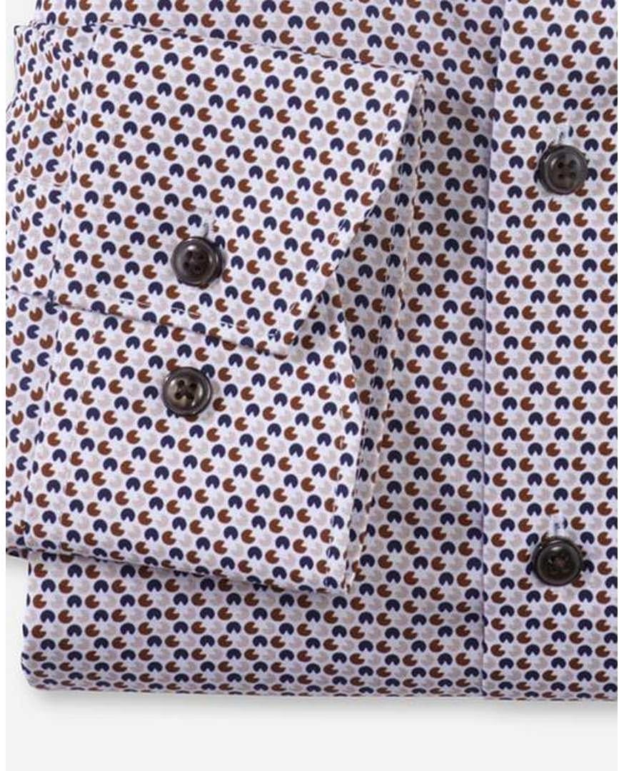 OLYMP Herren Businesshemd Langarm Luxor,Rotationsdruck,modern fit,Global Kent 38 Braun 28, 38 Braun