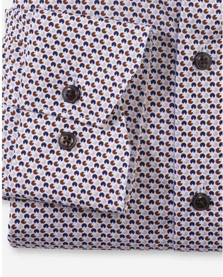 OLYMP Herren Businesshemd Langarm Luxor,Rotationsdruck,modern fit,Global Kent 38 Braun 28, 38 Braun