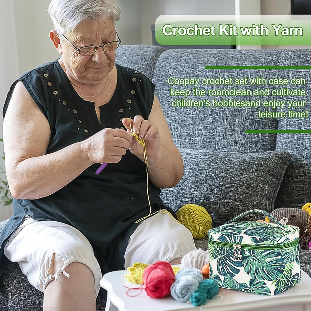 Coopay Häkelnadel Set, Tragbar Häkelset für Anfänger, Bunte Metall Häkelnadel und TPR Häkelnadeln mi