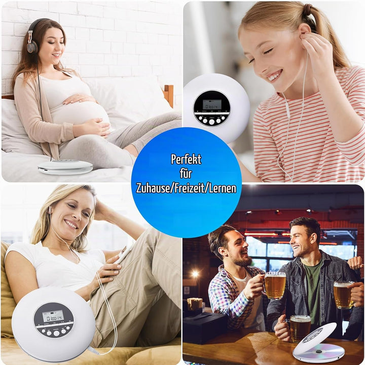 Gueray Tragbarer CD-Player CD Spieler mit Kopfhörer HiFi Classic Personal CD Discman Anti-Skip Schut
