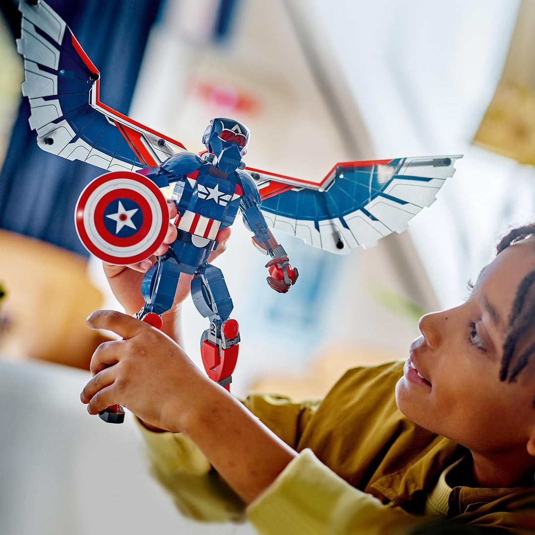 LEGO Marvel New Captain America Baufigur, Superhelden Spielzeug für Kinder, baubares Modell und Mini