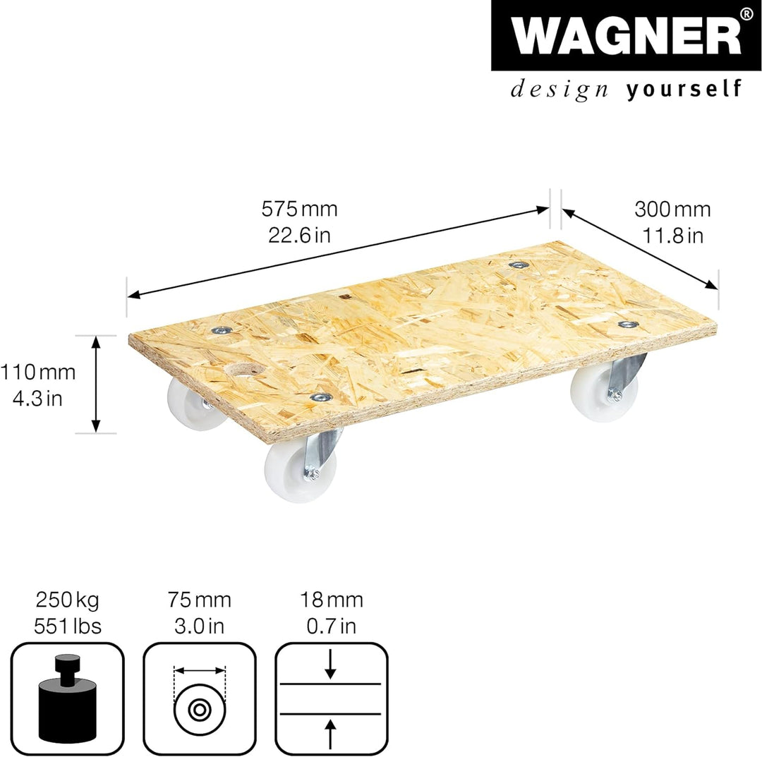 Wagner Transporthilfe MM 1141 I 57,5 x 30 x 11 cm - Tragkraft 250 kg - ideal für Geräte & schwer bel