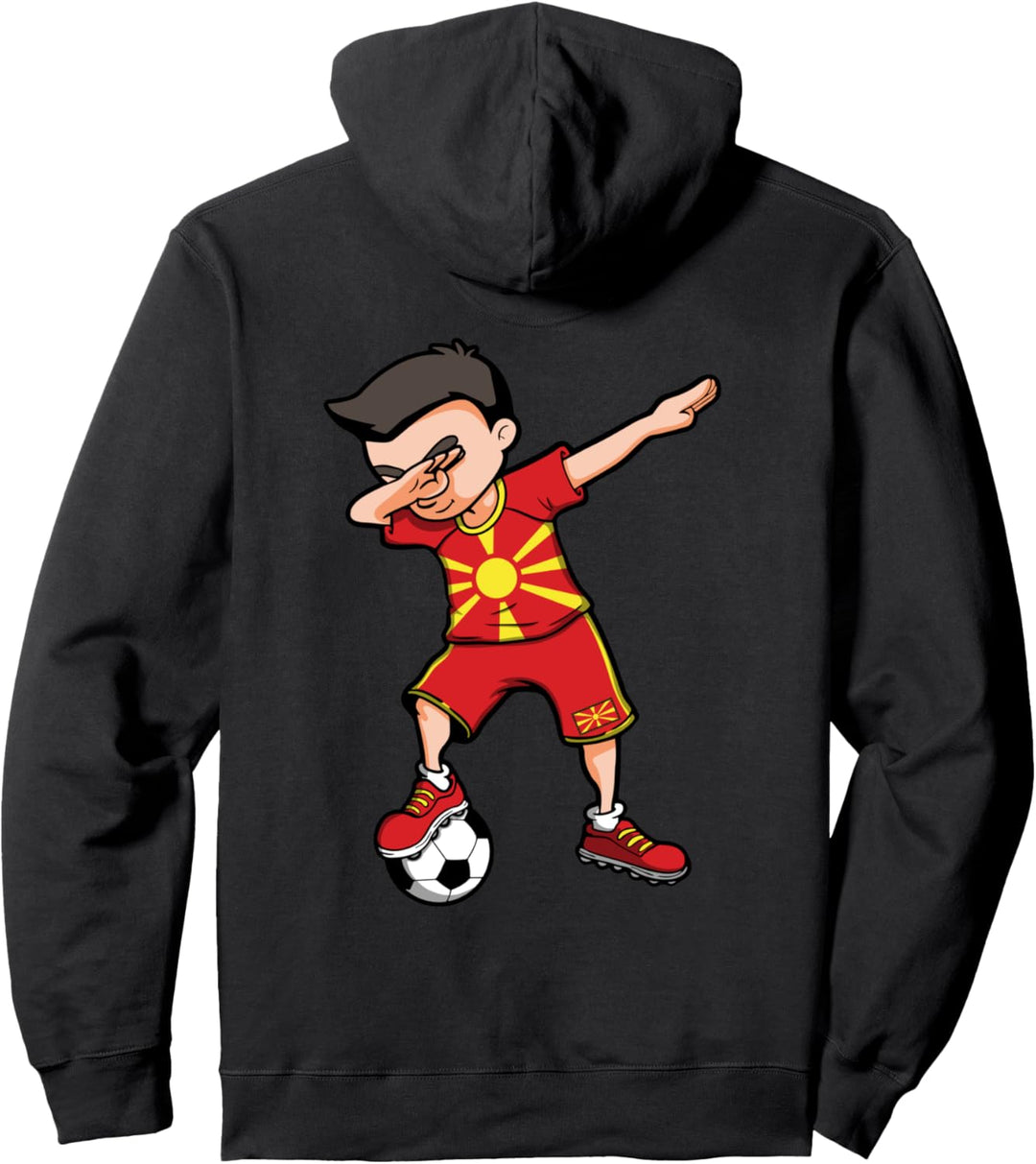 Dabbing Soccer Boy Mazedonien Trikot mazedonische Fussballfans Pullover Hoodie